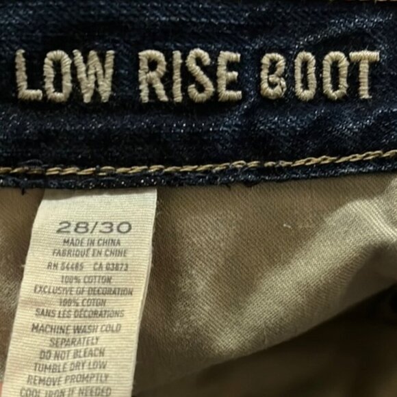 American Eagle Outfitters Blue Low Rise Boot Cut Distressed Denim Jeans - Picture 9 of 10